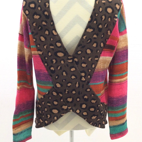 Fashion Striped Contrast Animal Print Thermal Top - Picture 7 of 8